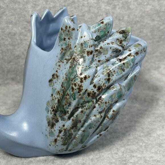 Vintage MCM Swan Planter‎ 1974 Blue Speckled Glaze Ceramic Handmade Vanity Decor - Picture 5 of 16